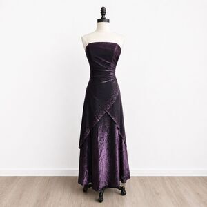 Y2K Dress Prom Strapless Prom Purple Shimmer Size 5/6 Small Jump Made in USA